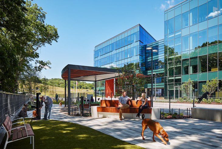 The pet-friendly campus has WiFi-enabled outdoor dog park
