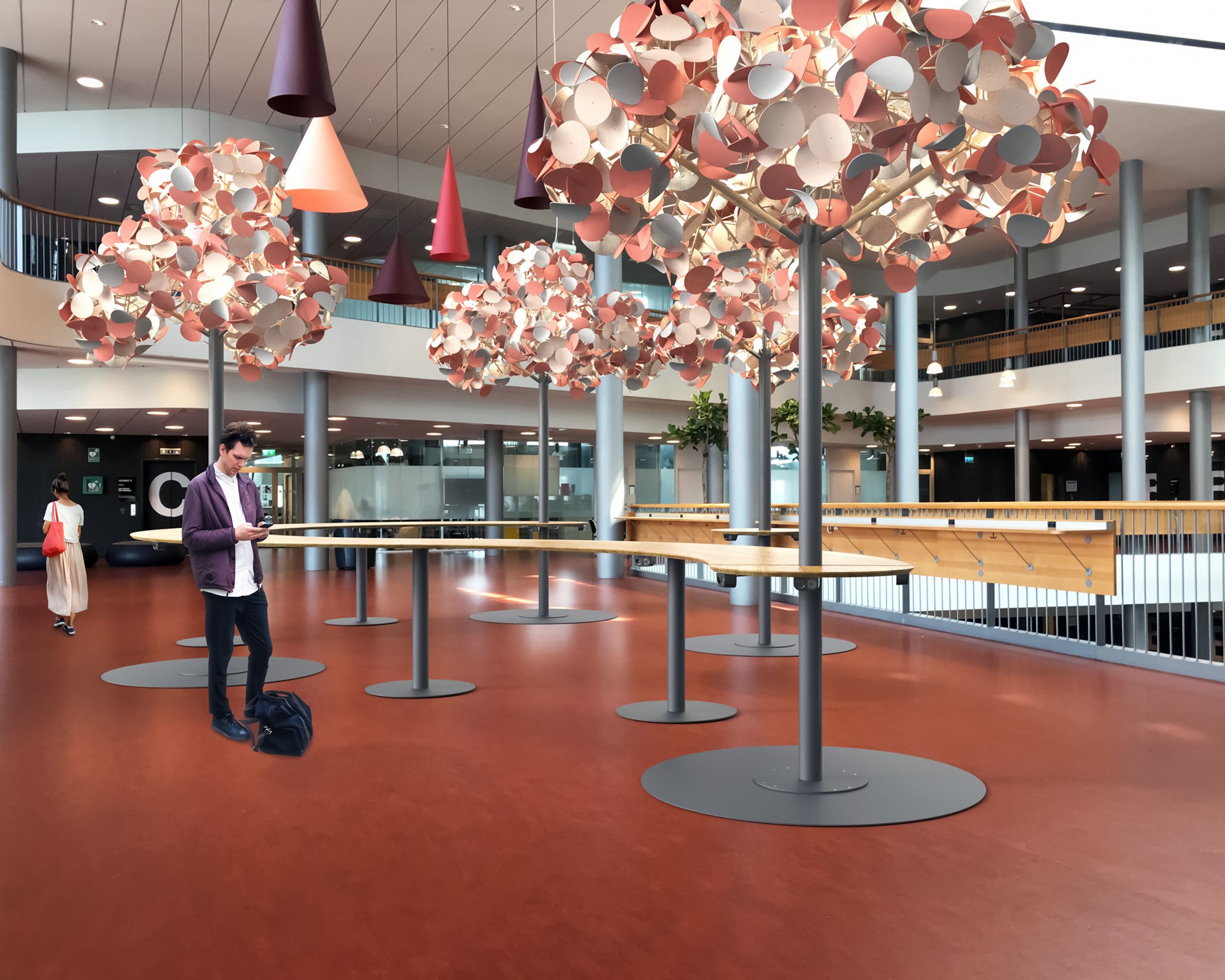 Green Furniture Concept leaf lamp and seamless table