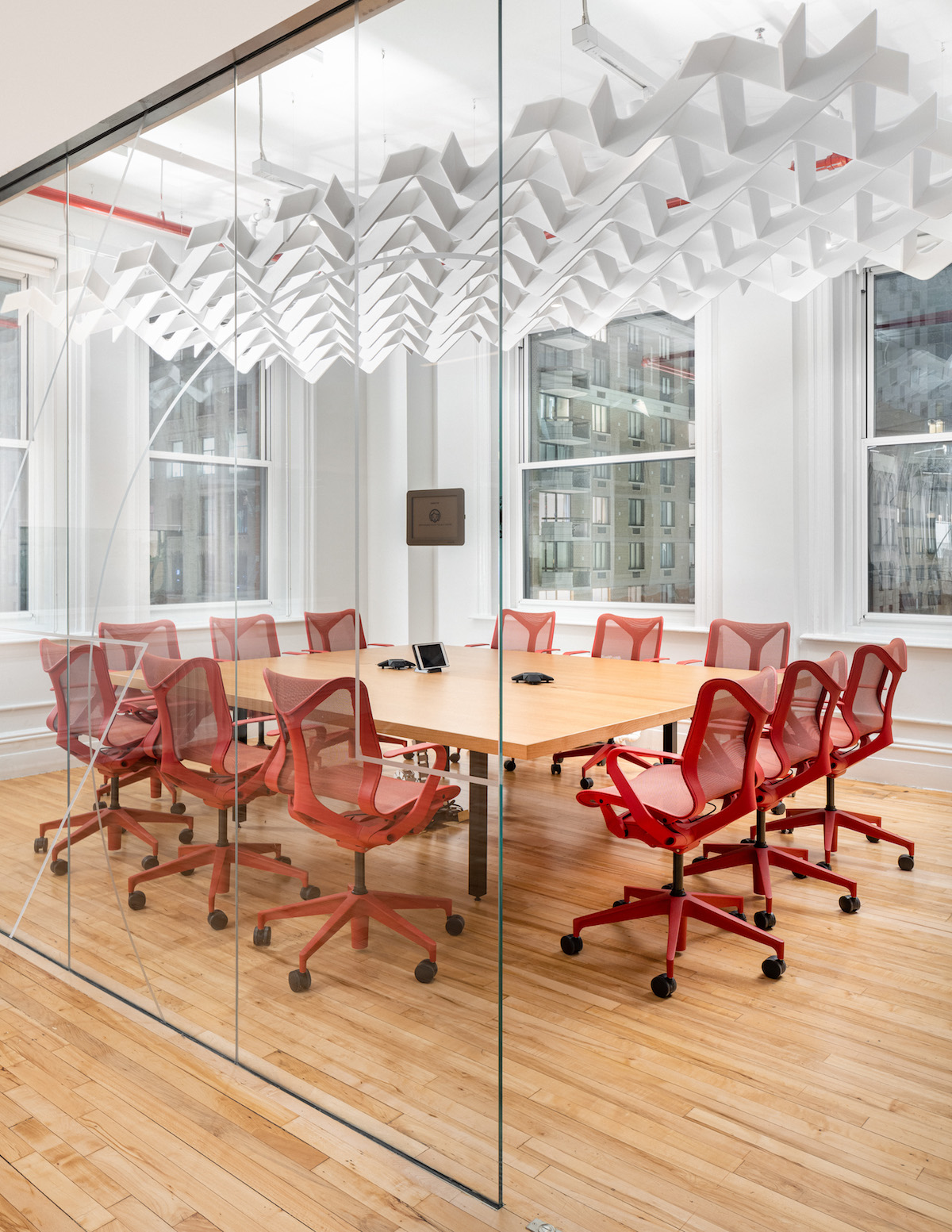 conference room red chairs