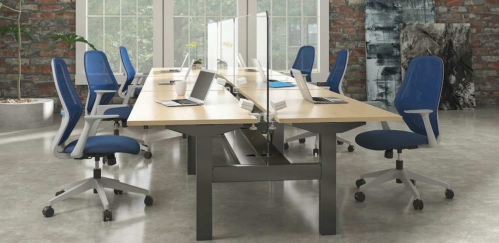 Via Seating Rise row of desks