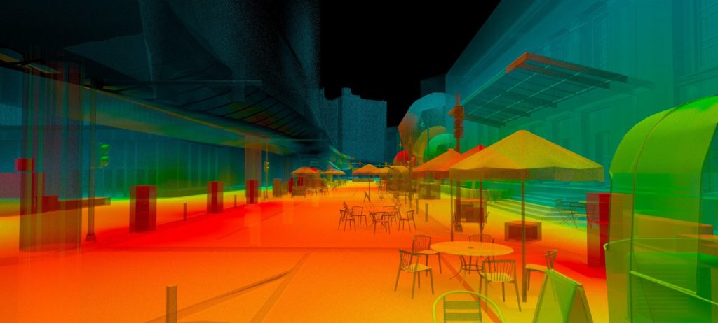 Gaze heatmap to Study where look at the most, part of Virtual Reality Study in Detroit. Photo Credit: UNS